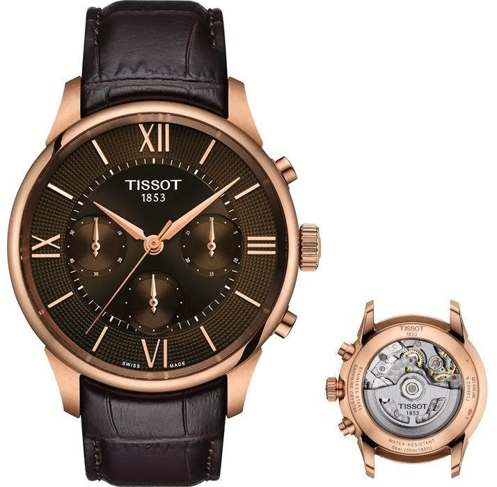 TISSOT CHEMIN DES TOURELLES POWERMATIC 80 T1394623629800 Chronograph Armbanduhr 42 mm Gold