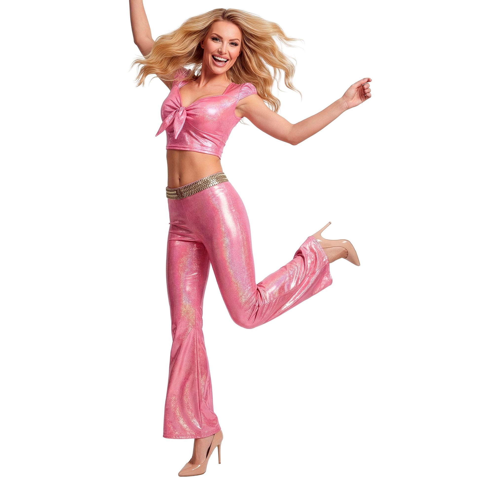 "TOP IN HOLOGRAPHISCHEM STOFF IN ROSA MIT SCHLEIFE" – Ansicht 3