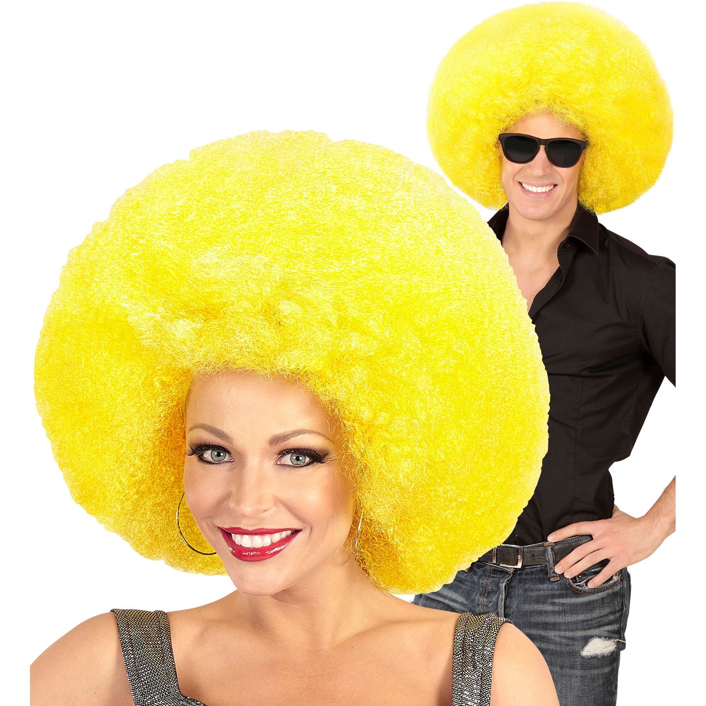 Top Quality "GELBE RIESEN AFRO PERÜCKE" in Polybag – Vorderansicht
