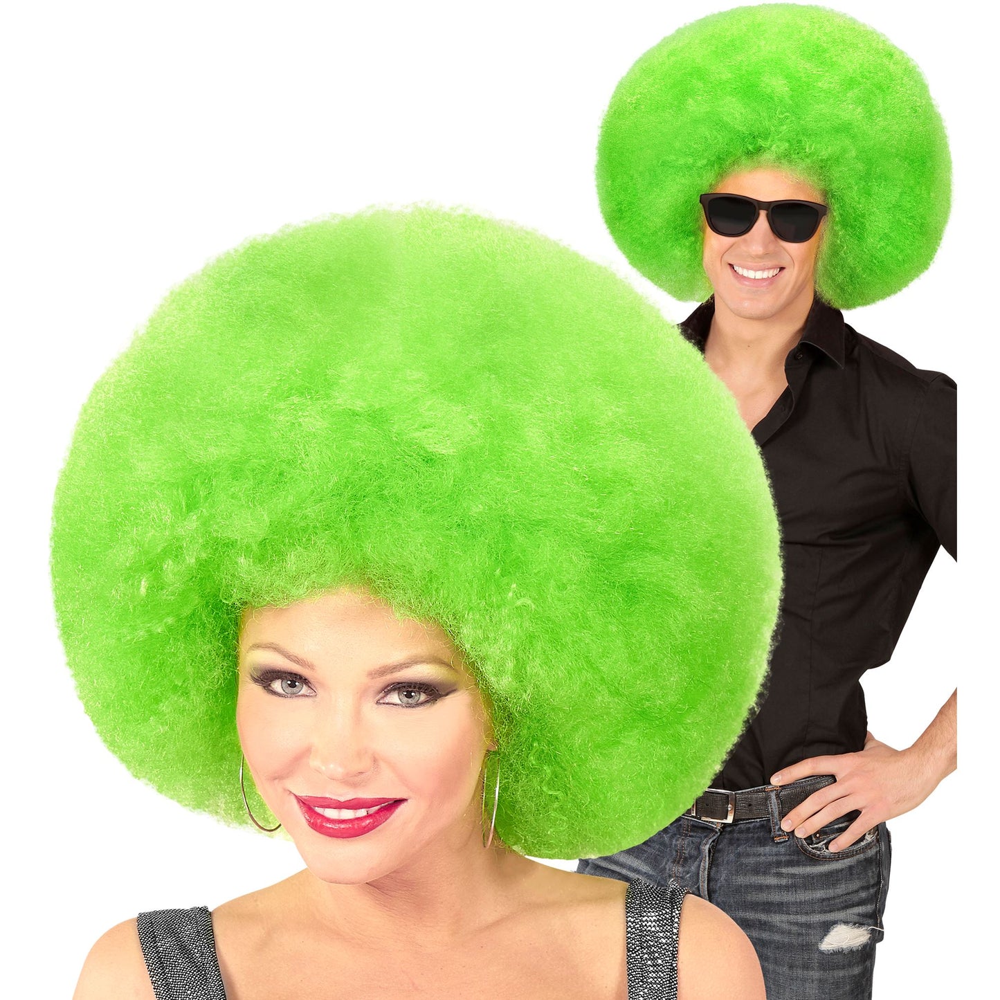 Top Quality "GRÜNE RIESEN AFRO PERÜCKE" in Polybag – Vorderansicht