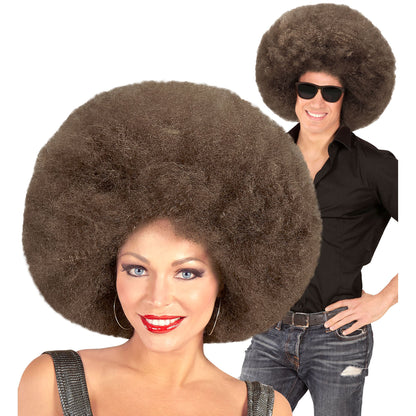 Top Quality "KAFFEEBRAUNE RIESEN AFRO PERÜCKE" in Polybag – Vorderansicht