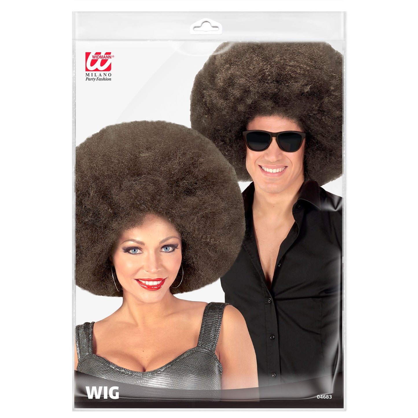 Top Quality "KAFFEEBRAUNE RIESEN AFRO PERÜCKE" in Polybag – Detailansicht