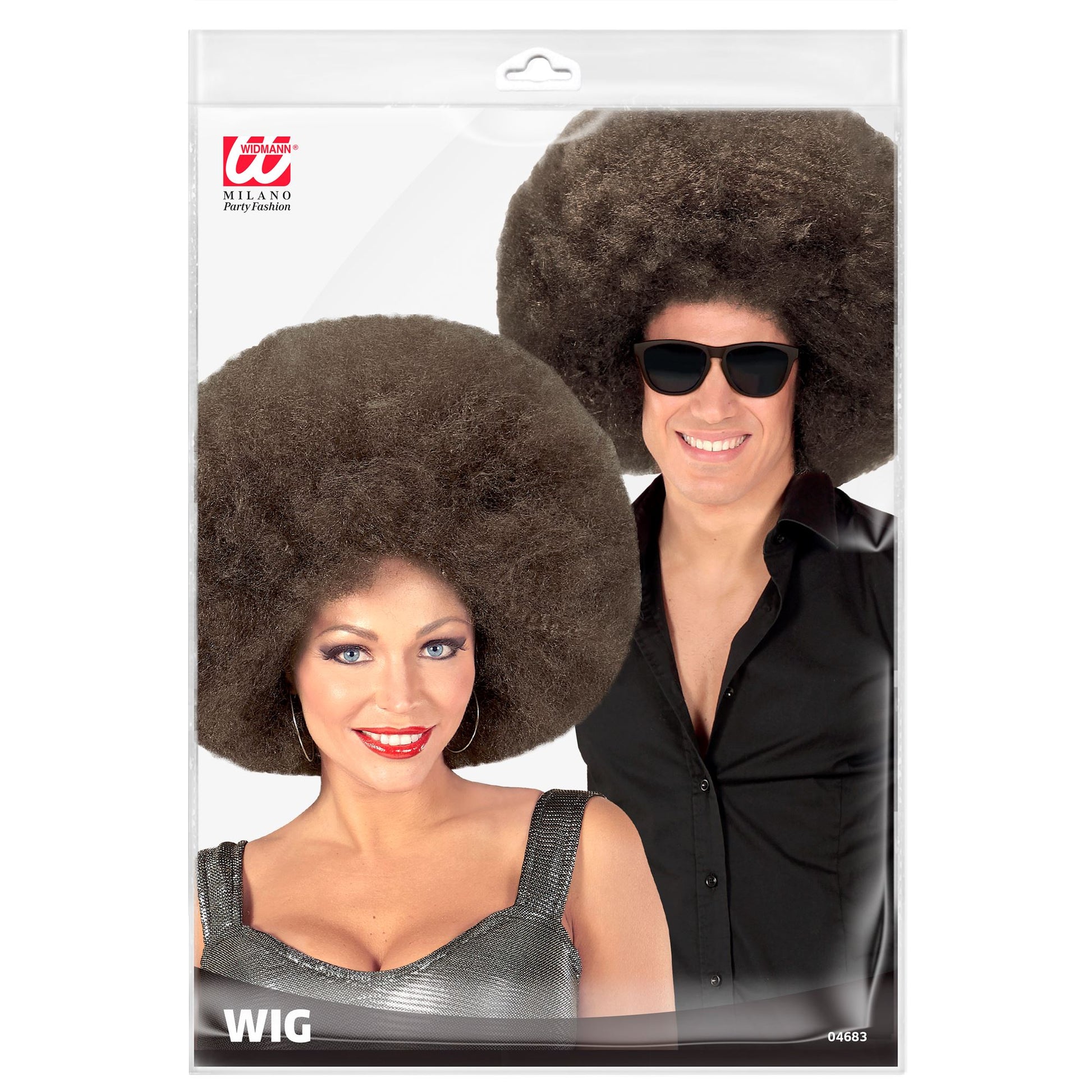 Top Quality "KAFFEEBRAUNE RIESEN AFRO PERÜCKE" in Polybag – Detailansicht
