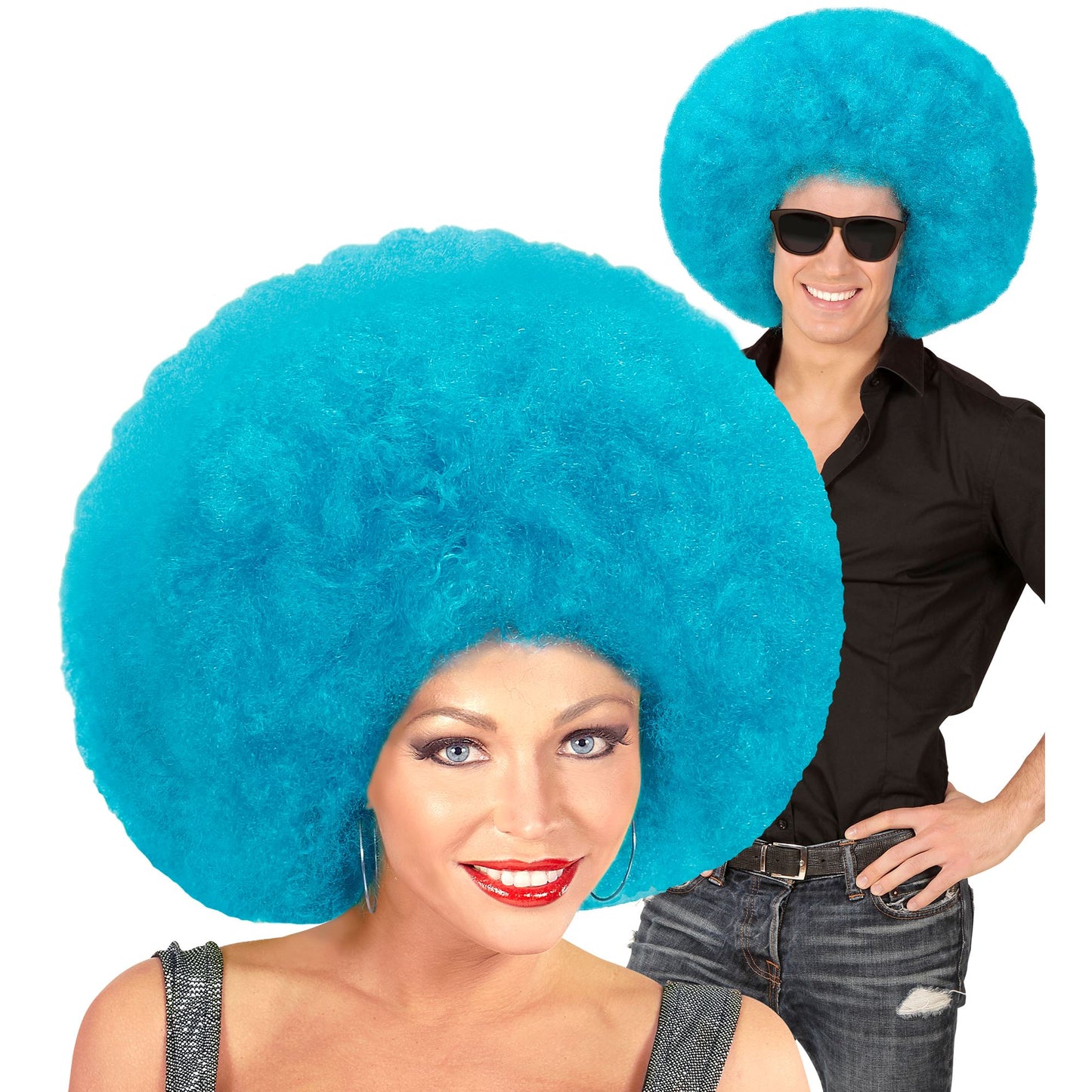 Top Quality "SCHWARZE TÜRKISE AFRO PERÜCKE" in Polybag – Vorderansicht