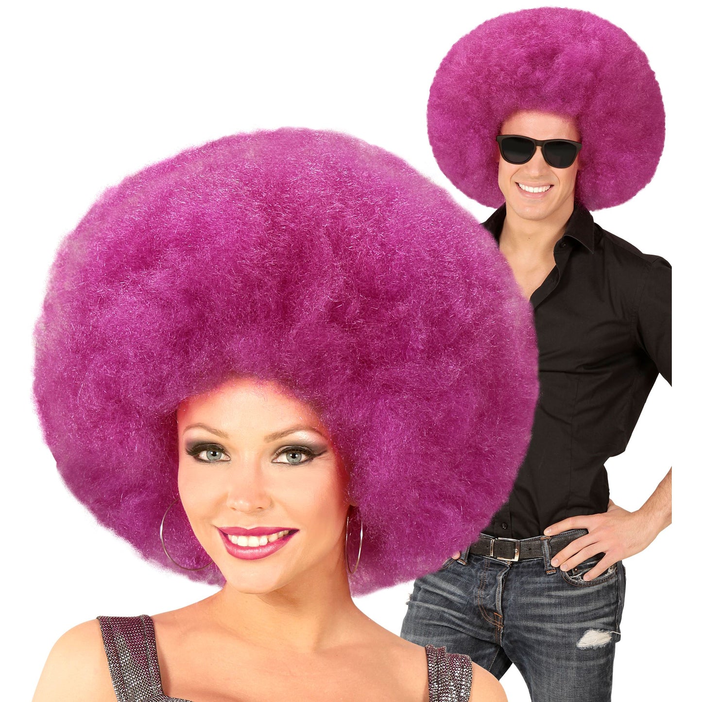 Top Quality "VIOLETTE RIESEN AFRO PERÜCKE" in Polybag – Vorderansicht