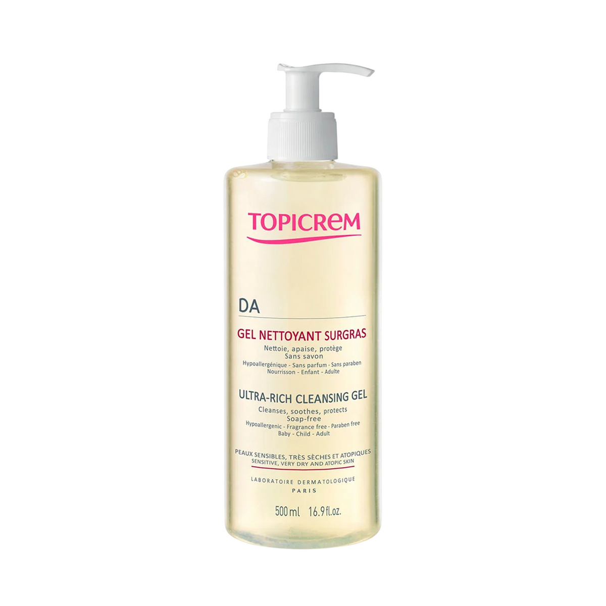 Topicrem, DA Ultra Rich, Cleansing, Soothing & Protecting, Cleansing Gel, 500 ml