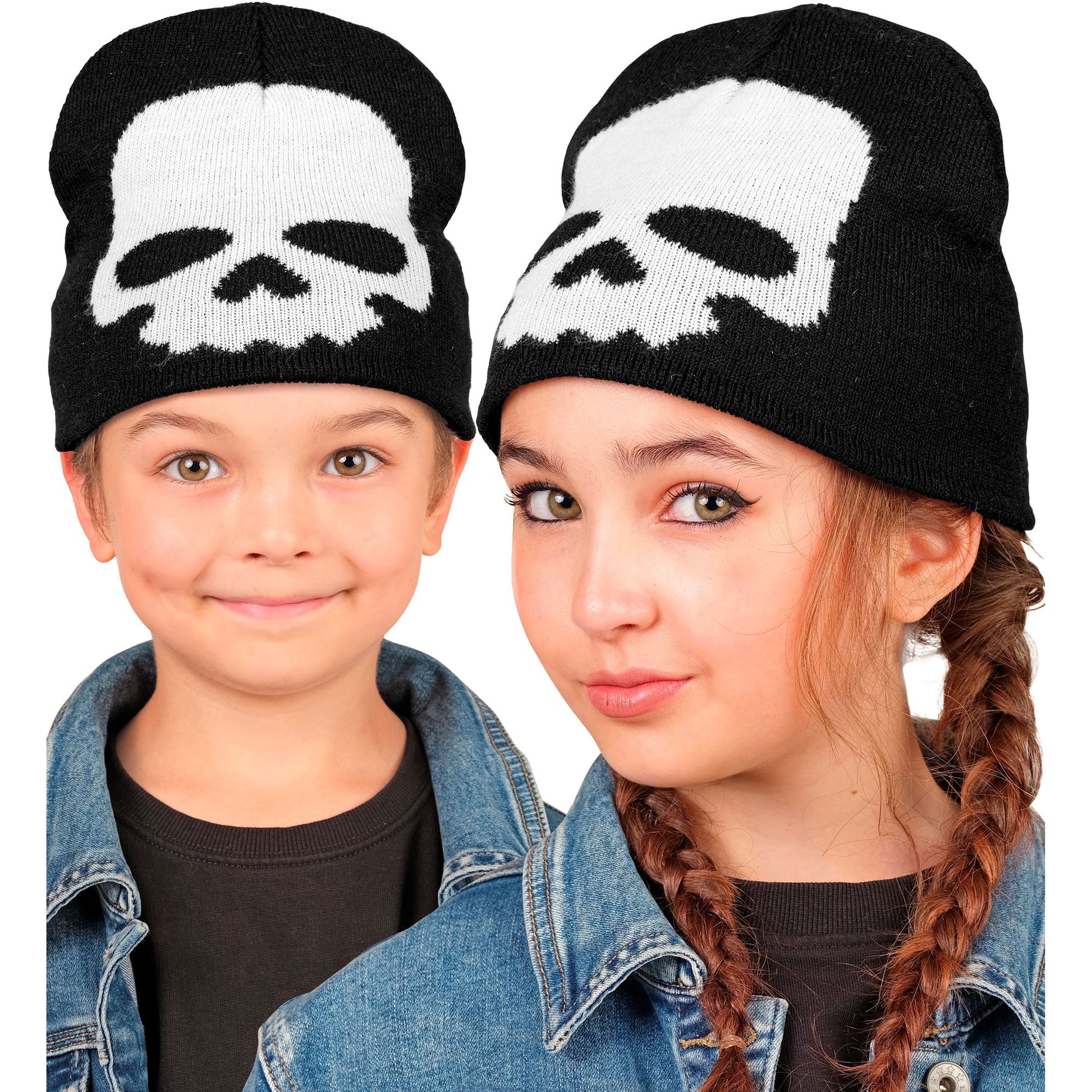 "TOTENKOPF BEANIE MÜTZE" in Kindergröße – Ansicht 3