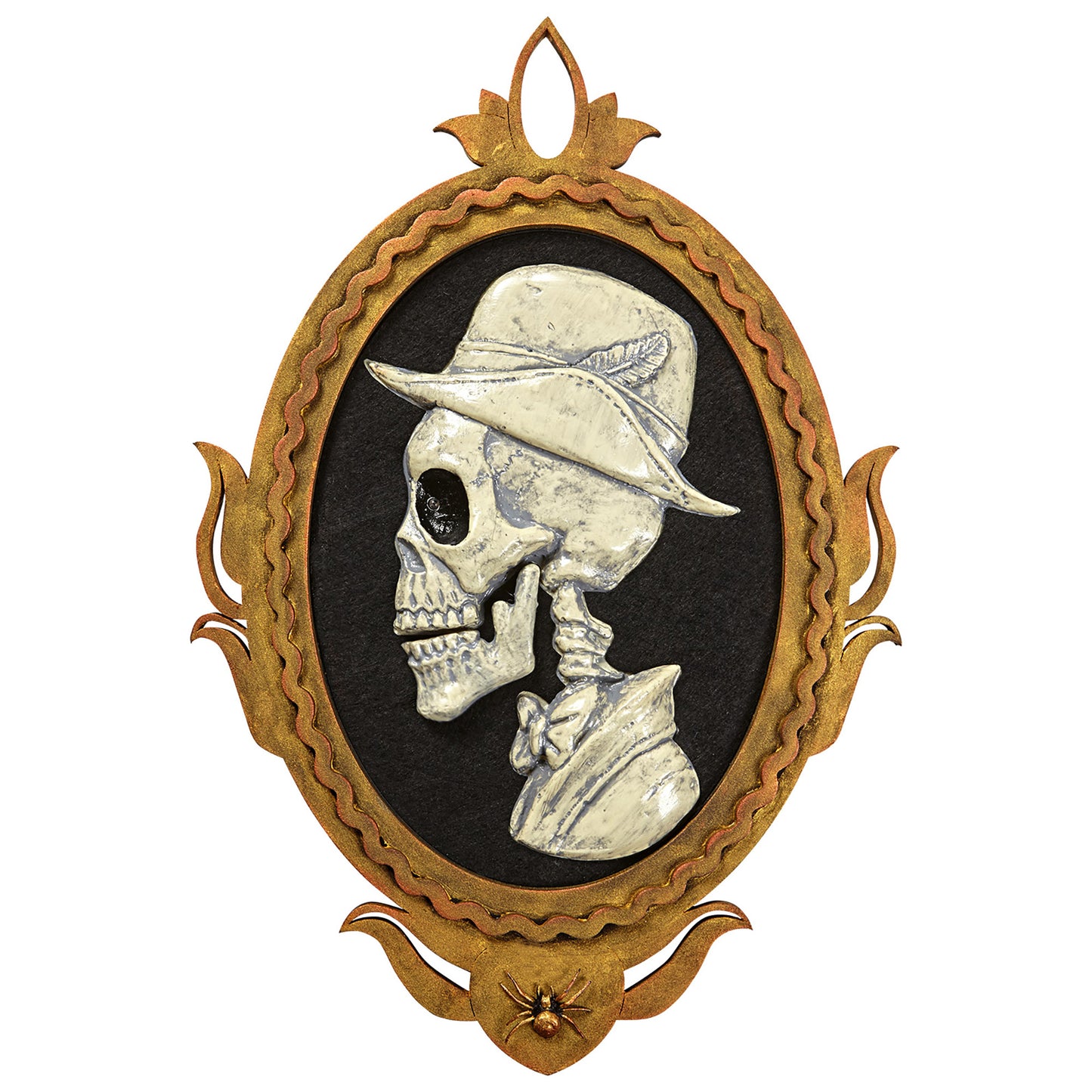"TOTENKOPF DIENER GEMÄLDE MIT ROTEM BLINKENDEN AUGE & SICH BEWEGENDEM UNTERKIEFER MIT RAHMEN" durch Bewegungssensor aktiviert - 32x48 cm - spricht 4 verschiedene Reime – Ansicht 3