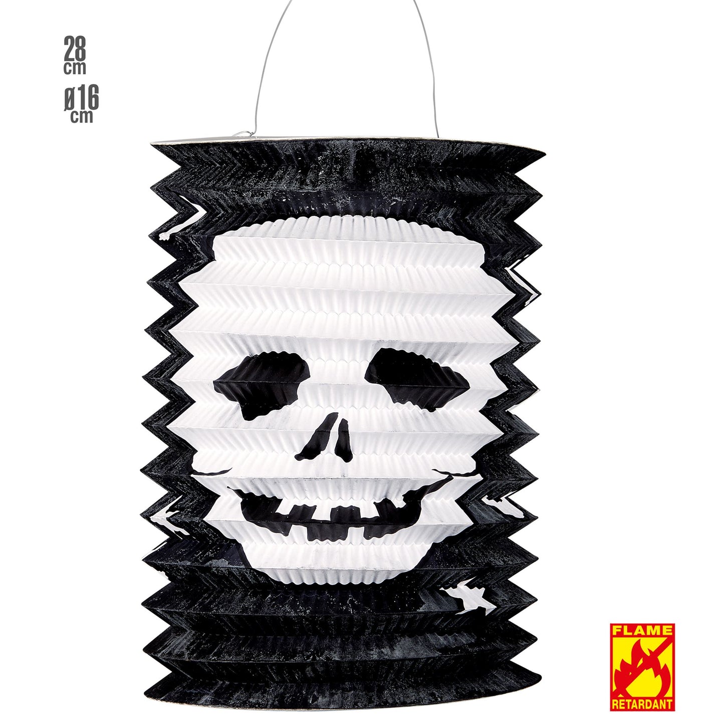 "TOTENKOPF LATERNE" Ø 16 cm - h 28cm - schwer entflammbar – Vorderansicht