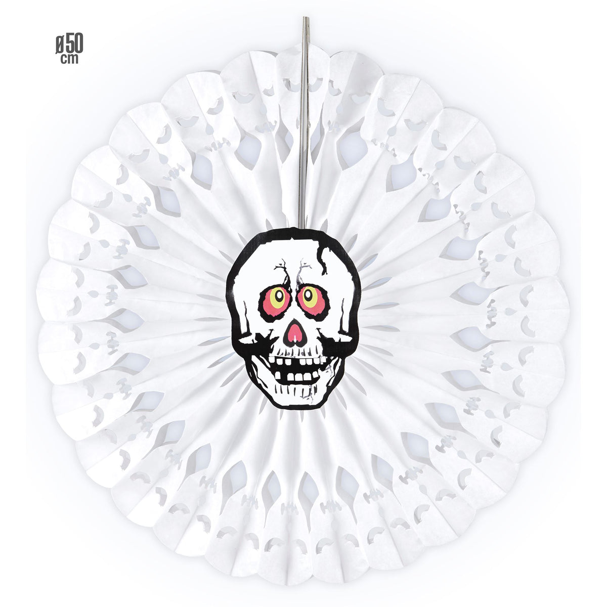 "TOTENKOPF PAPIERFÄCHER" 50 cm – Vorderansicht