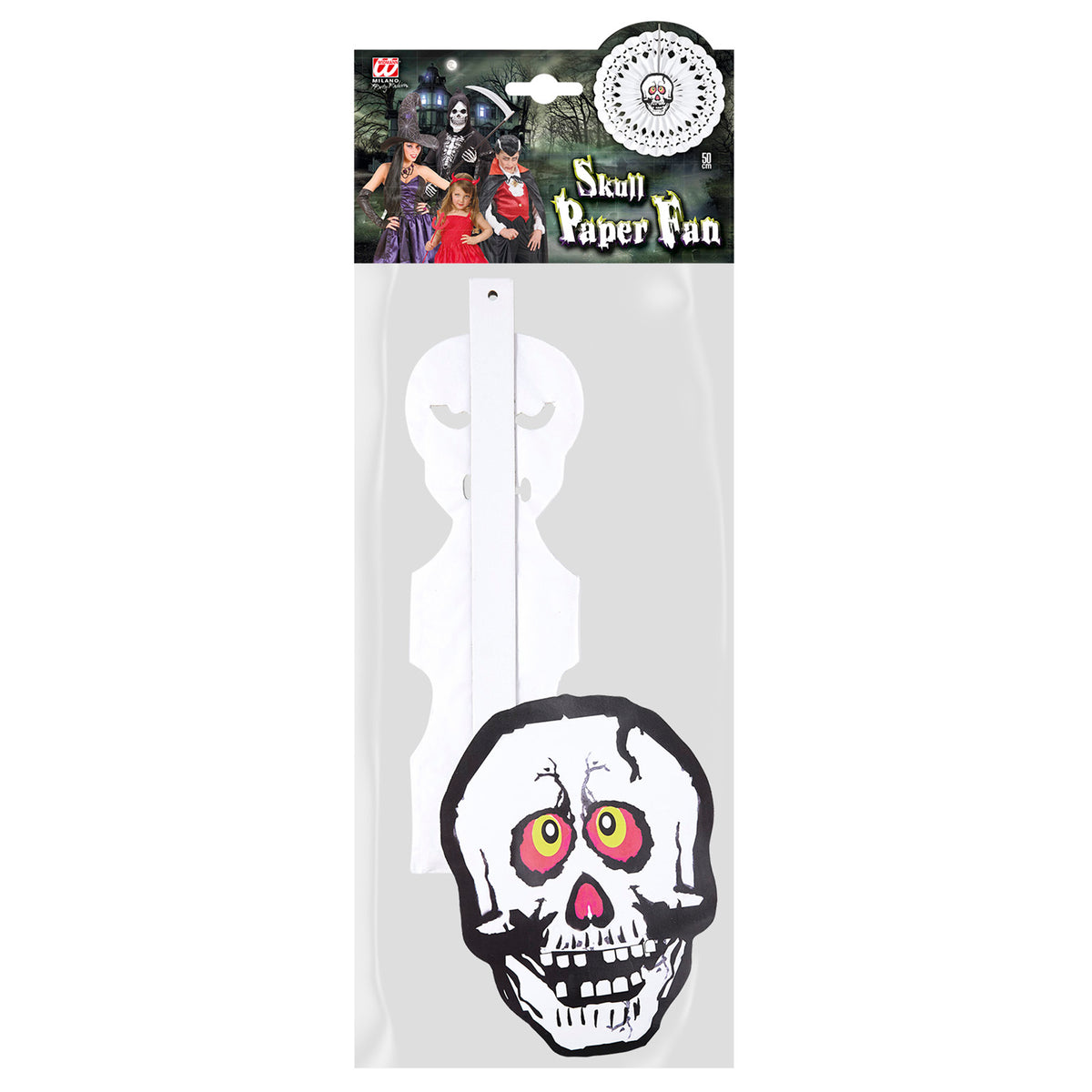 "TOTENKOPF PAPIERFÄCHER" 50 cm – Detailansicht