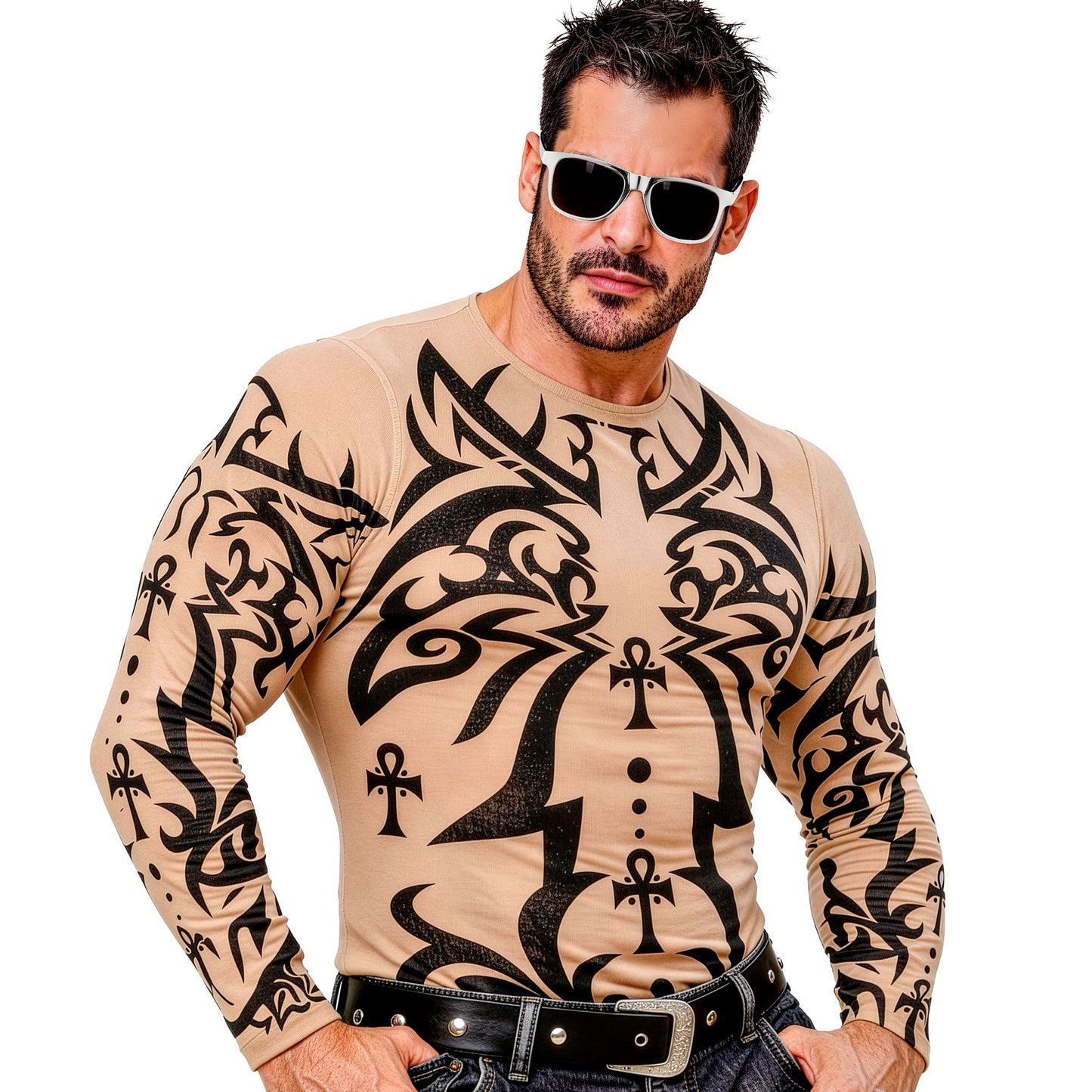 "TRIBAL TATTOOSHIRT" realistischer Effekt – Vorderansicht