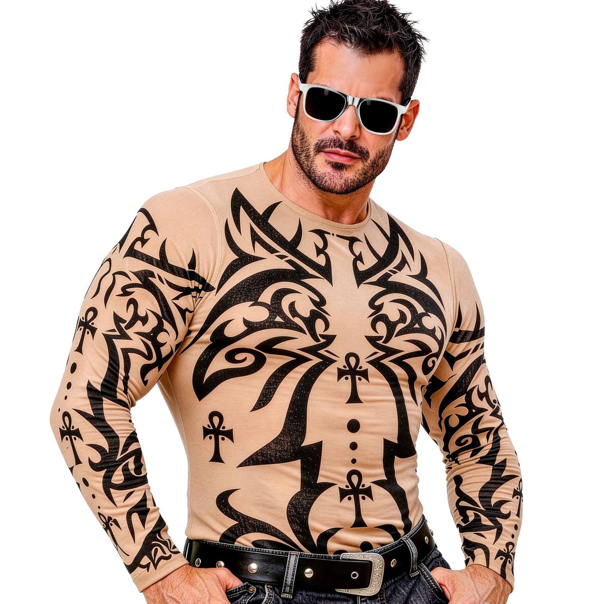 "TRIBAL TATTOOSHIRT" realistischer Effekt – Vorderansicht