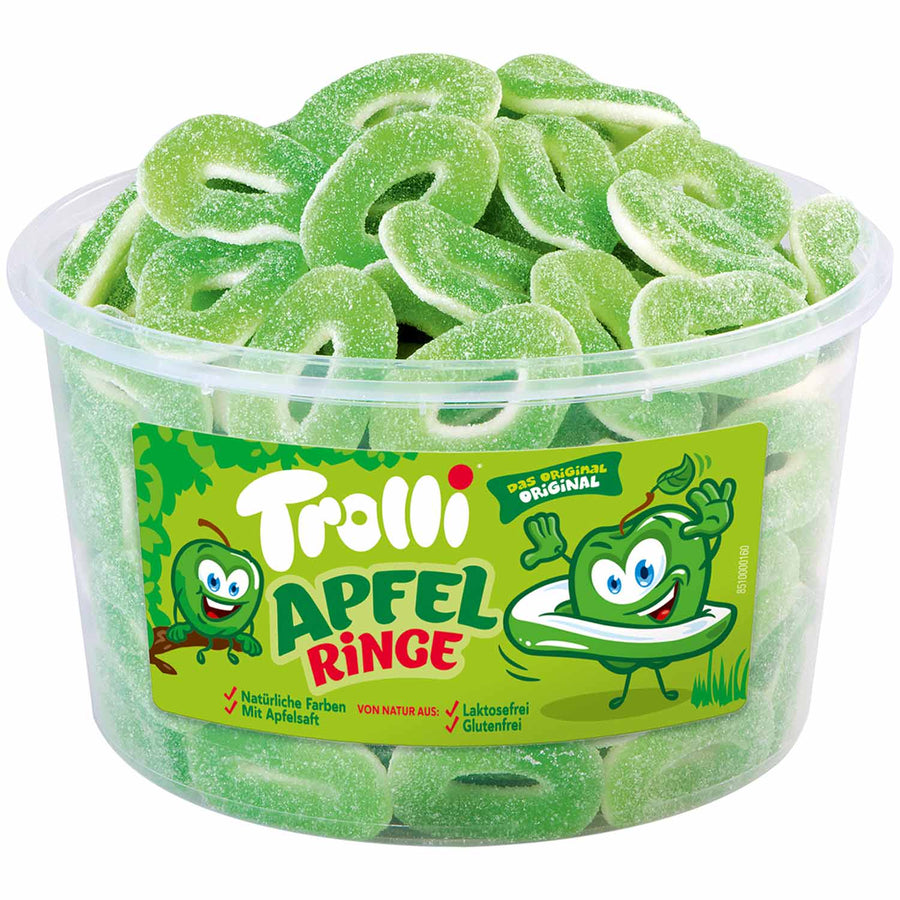 Trolli Apfelringe 150 Stück Fruchtgummi mit Apfelgeschmack 1200 g – Produktansicht