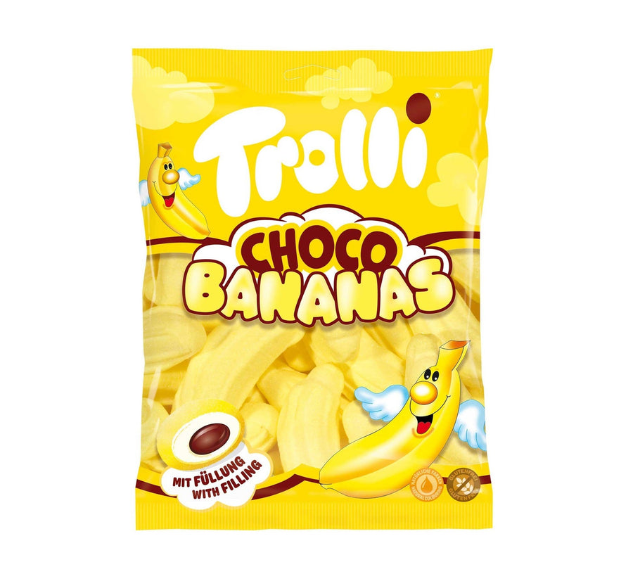 Trolli Choco Bananas 150 g weiche Schaumzucker-Bananen mit Schokoladenfüllung