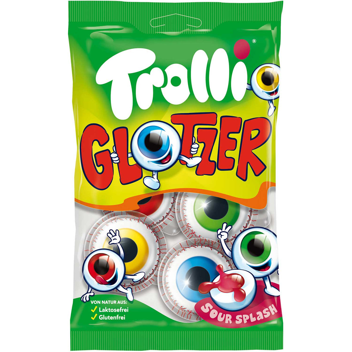 Trolli Glotzer 4er Schaumzucker- und Fruchtgummi-Bonbons mit extrasaurer Füllung 75 g