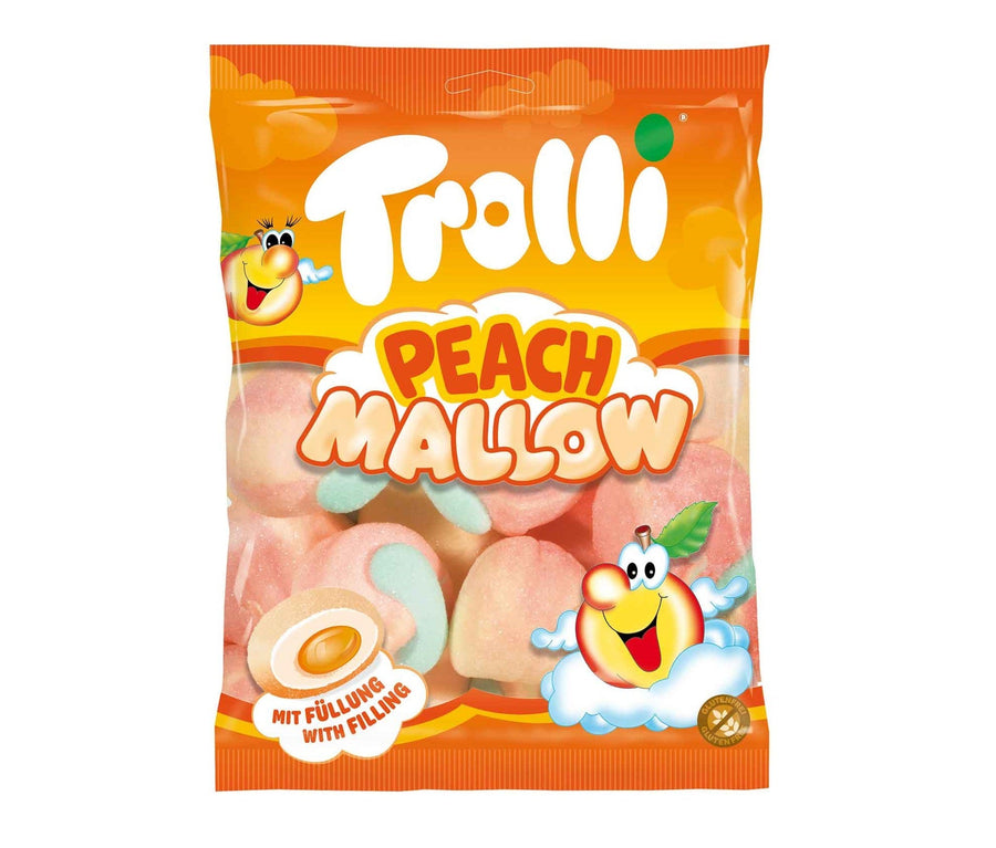 Trolli Peach Mallow 150 g extrasofte Schaumzucker-Pfirsiche mit fruchtiger Füllung