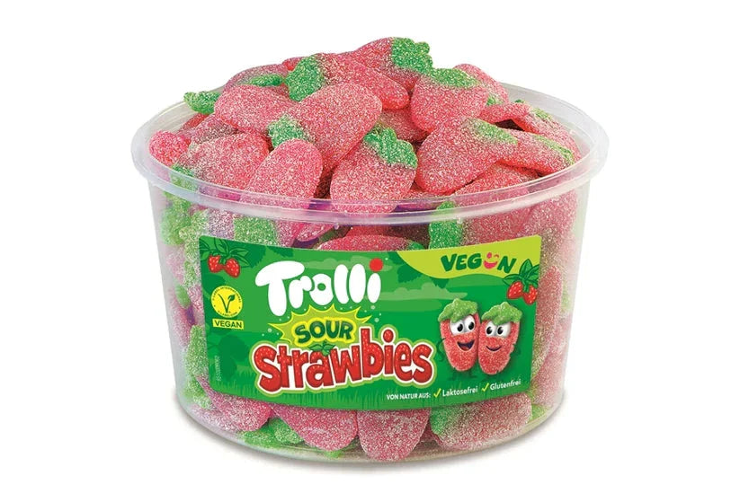 Trolli Saure Erdbeeren 150er Fruchtgummi Erdbeere saure Zuckerung – Detailansicht