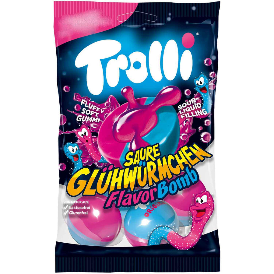 Trolli Saure Glühwürmchen Flavor Bomb 4er gefüllte Fruchtgummi-Bälle