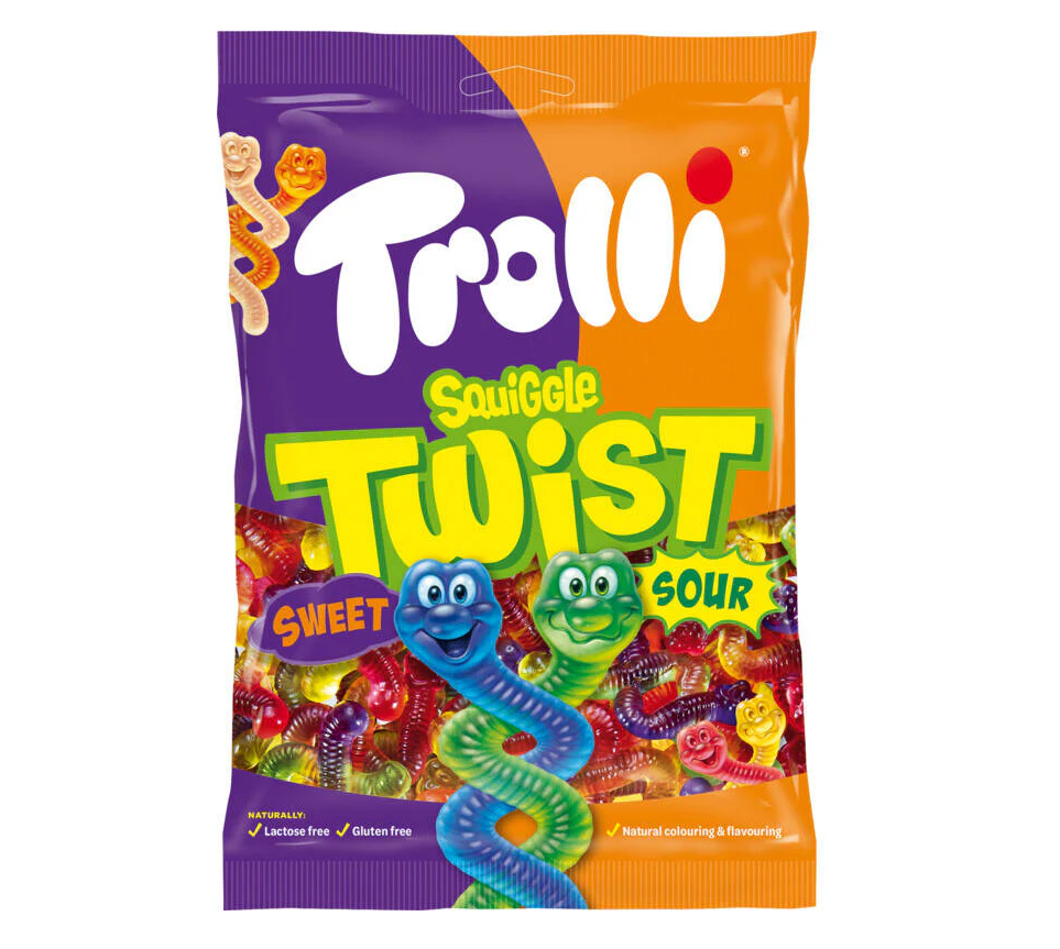 Trolli Squiggle Twist Süss & Sauer Fruchtgummi-Schnüre 1 kg
