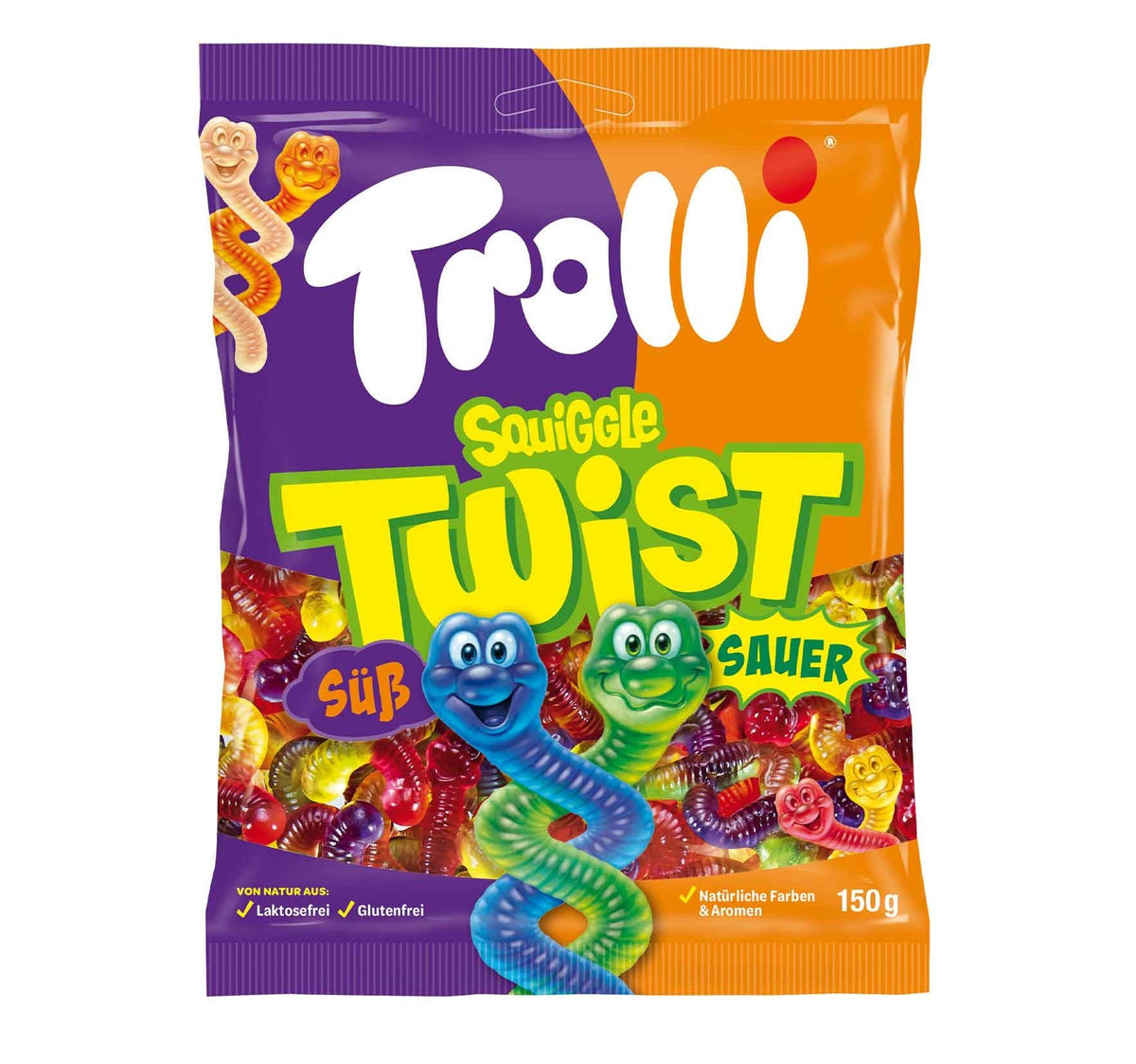 Trolli Squiggle Twist süss & sauer 150 g Fruchtgummi laktosefrei glutenfrei