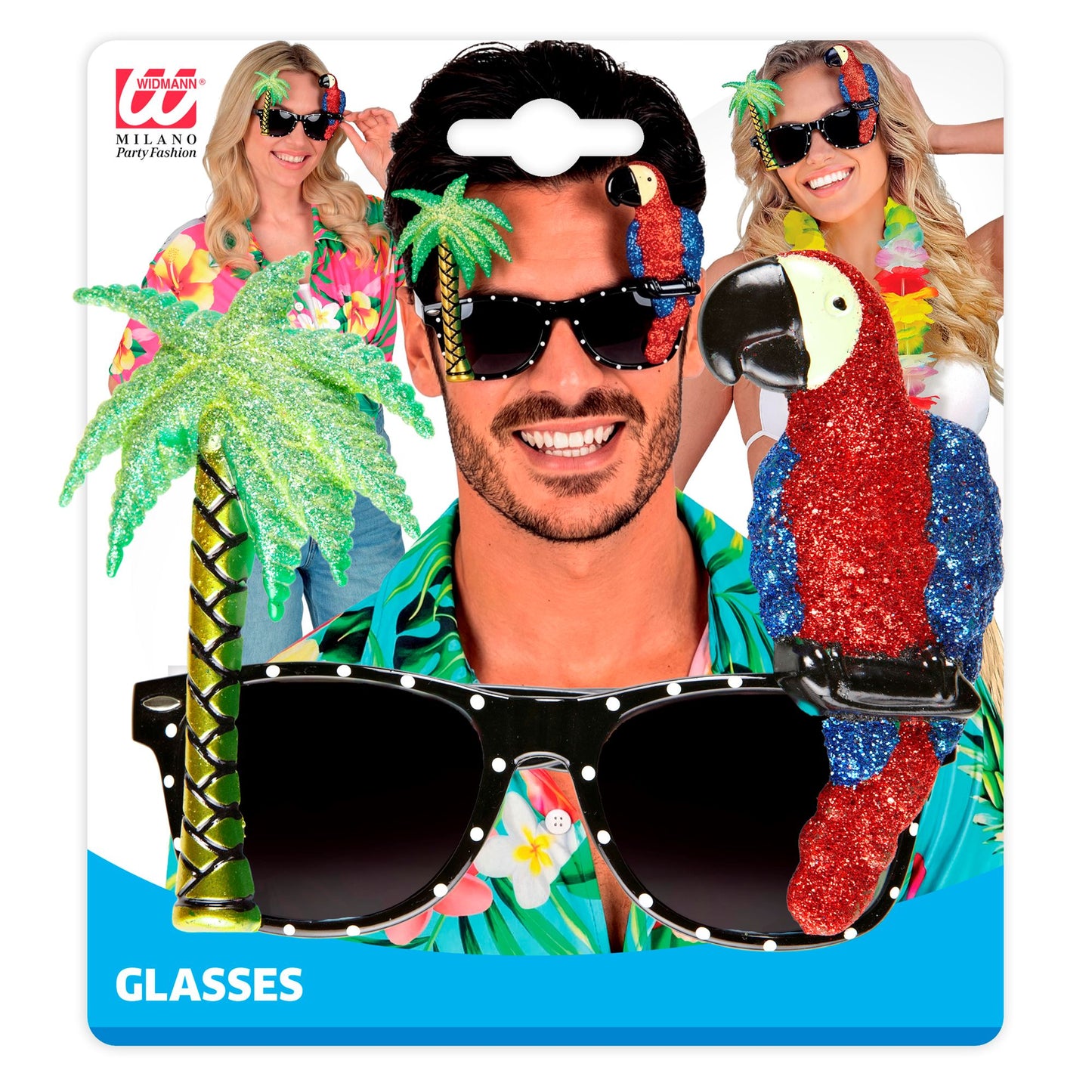 "TROPISCHE BRILLE MIT PAPAGEI" – Detailansicht
