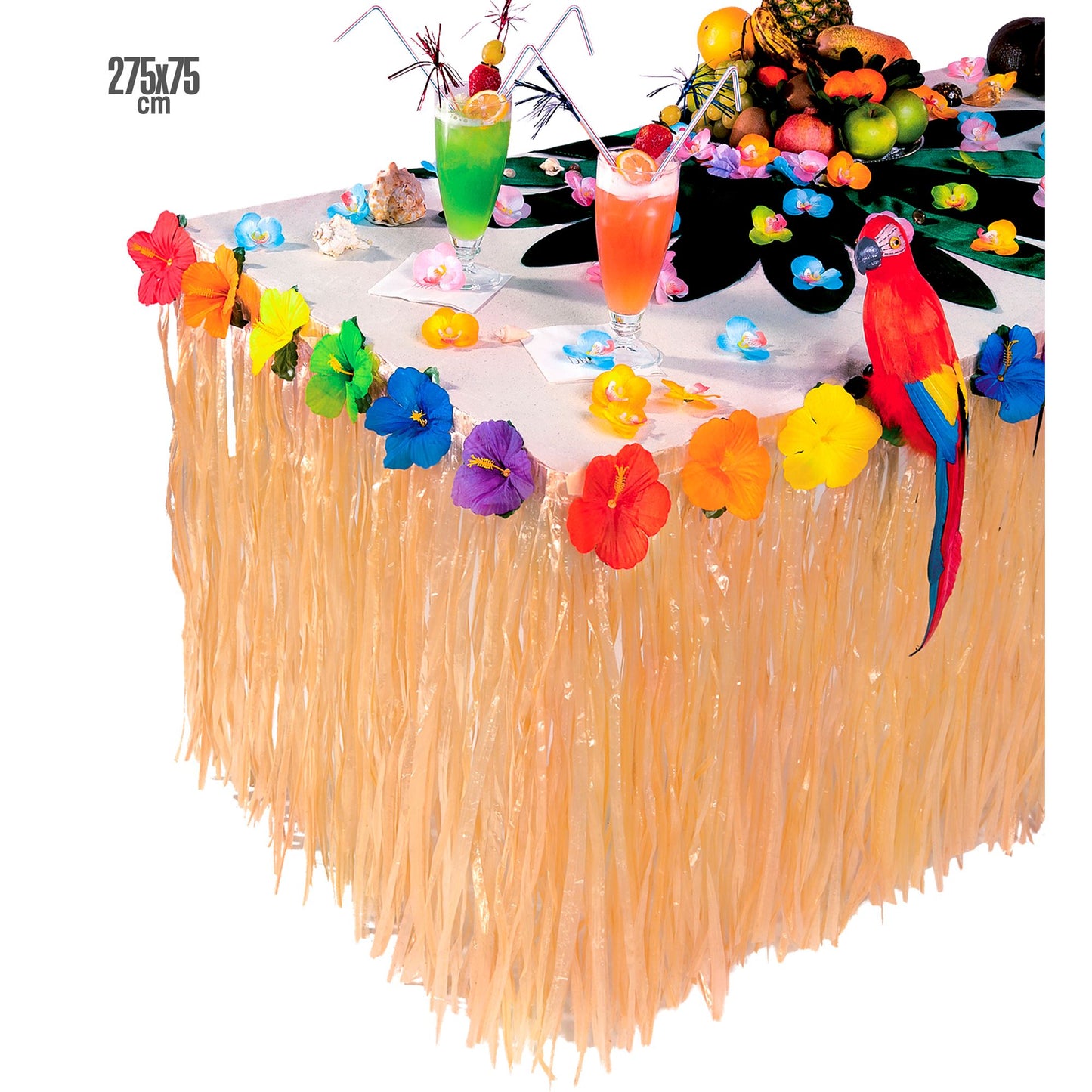 "TROPISCHE TÜR-DEKORATION MIT HIBISKUS-BLUMEN" - 275x75 cm – Vorderansicht