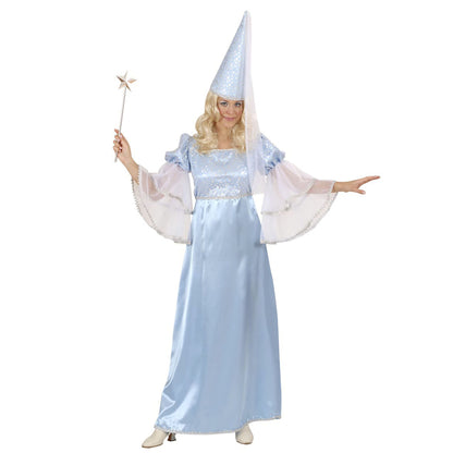 "TÜRKISE FEE" (Kleid, Hut mit Schleier) – Vorderansicht