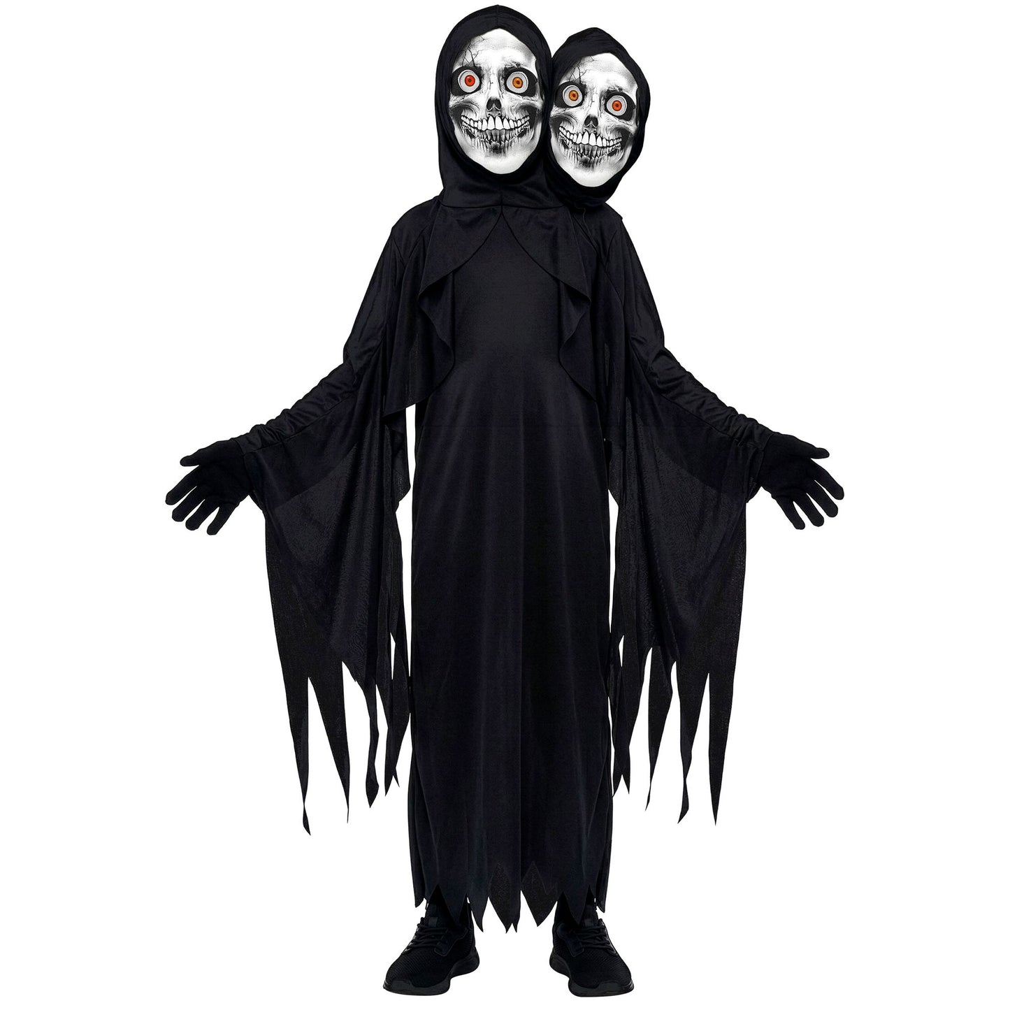 "TWO FACE SENSEMANN" (Robe mit Kapuze und zwei Masken, Handschuhe) – Vorderansicht