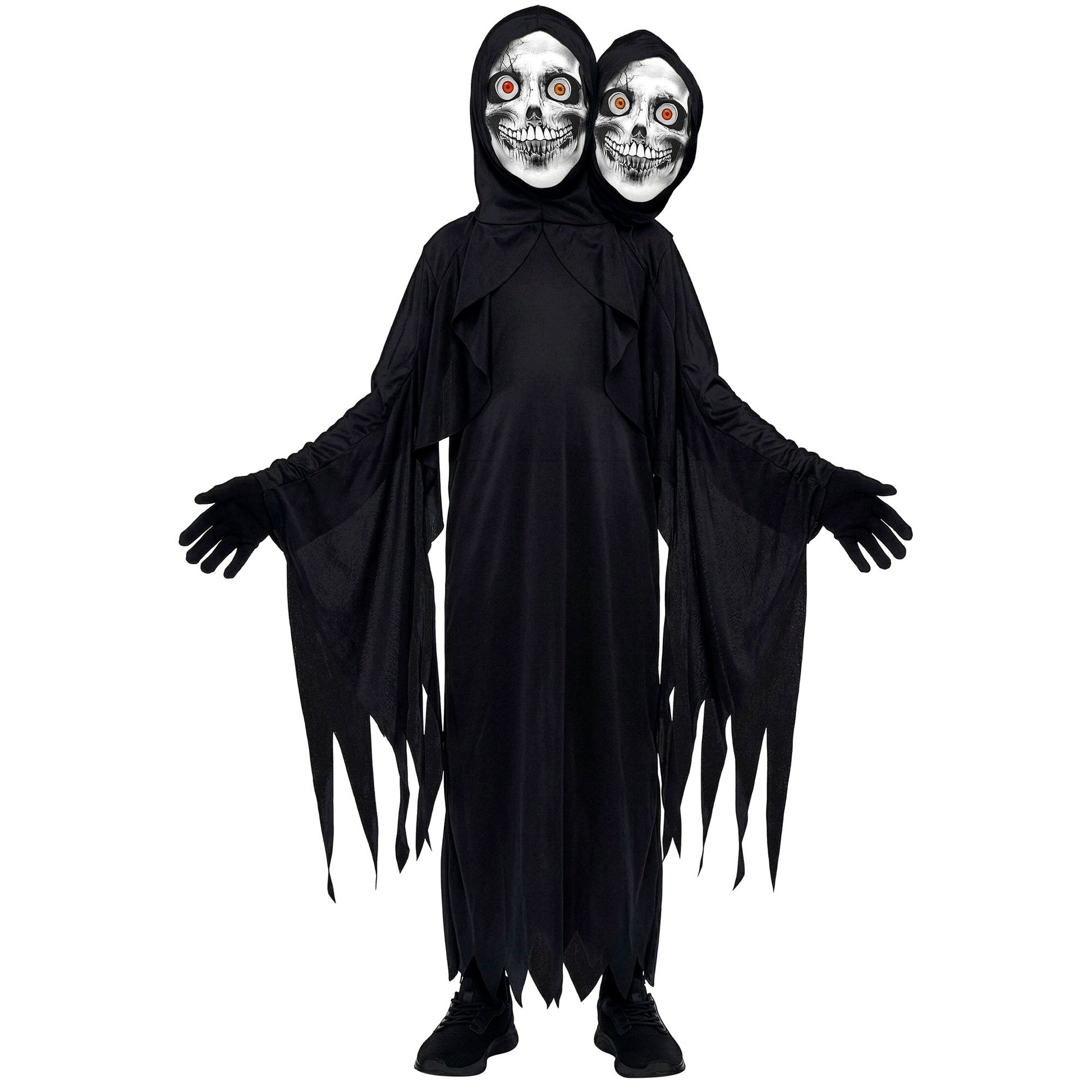 "TWO FACE SENSEMANN" (Robe mit Kapuze und zwei Masken, Handschuhe) – Vorderansicht