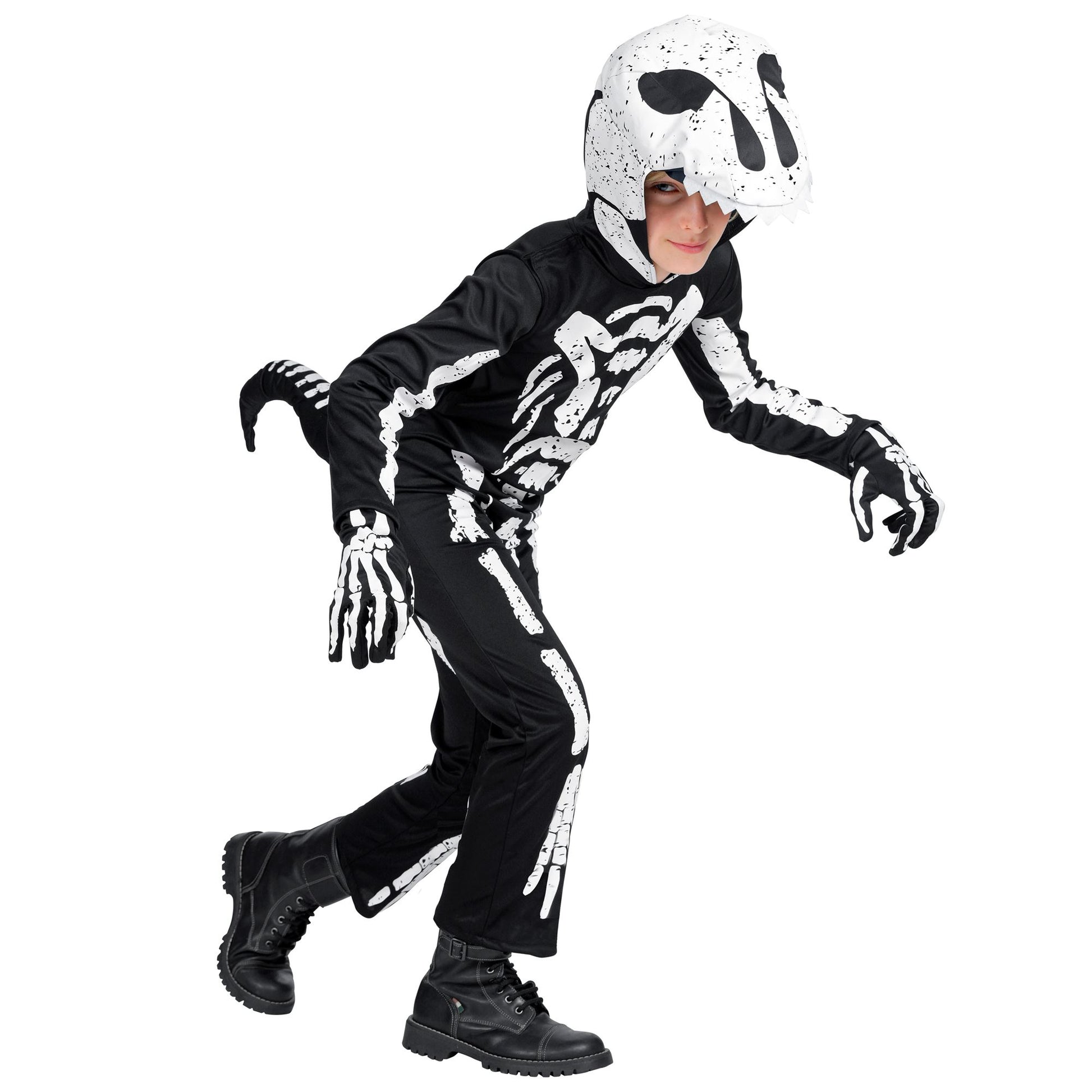 "TYRANNOSAURUS SKELETT" (Overall mit Kapuze und Maske) – Detailansicht