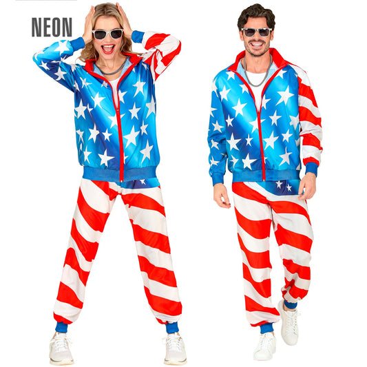 "U.S.A. PARTY FASHION TRAININGSANZUG" (Oberteil, Hose) – Vorderansicht