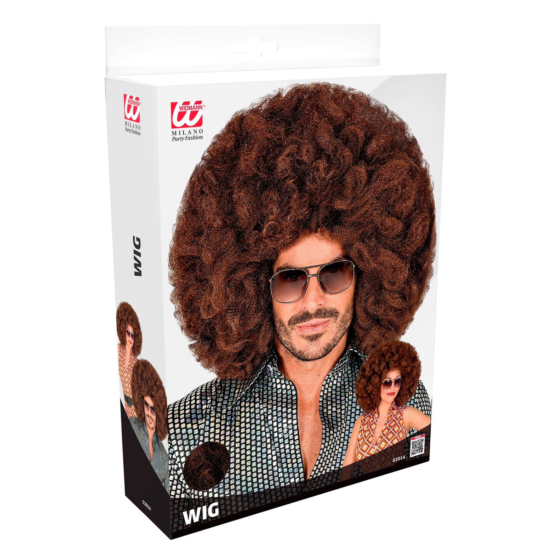 "ÜBERGROSSE AFRO PERÜCKE BRAUN" in Box – Detailansicht