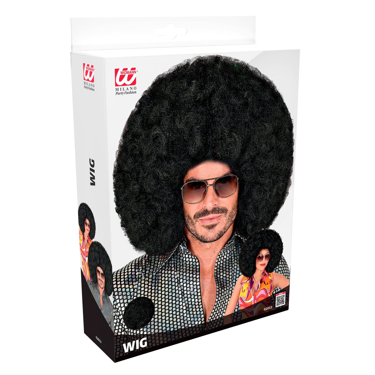 "ÜBERGROSSE AFRO PERÜCKE SCHWARZ" in Box – Detailansicht