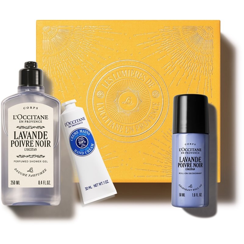 L'OCCITANE Lavande Pflegeset mit Gel, Deodorant Roll-on und Karité-Handcreme
