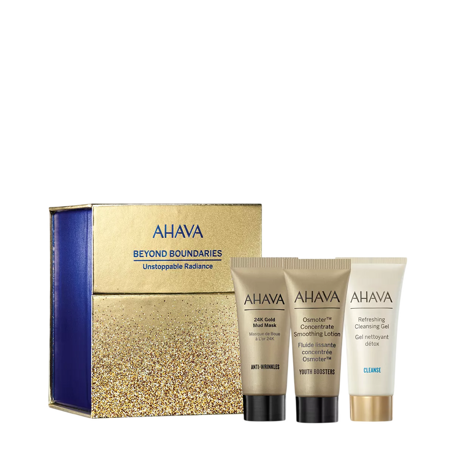 Ahava Hautpflegeset Unstoppable Radiance Set Ahava: Osmoter Concetrate, Smoothing, Lotion, For Face, 15 ml + Refresing, Elimi
