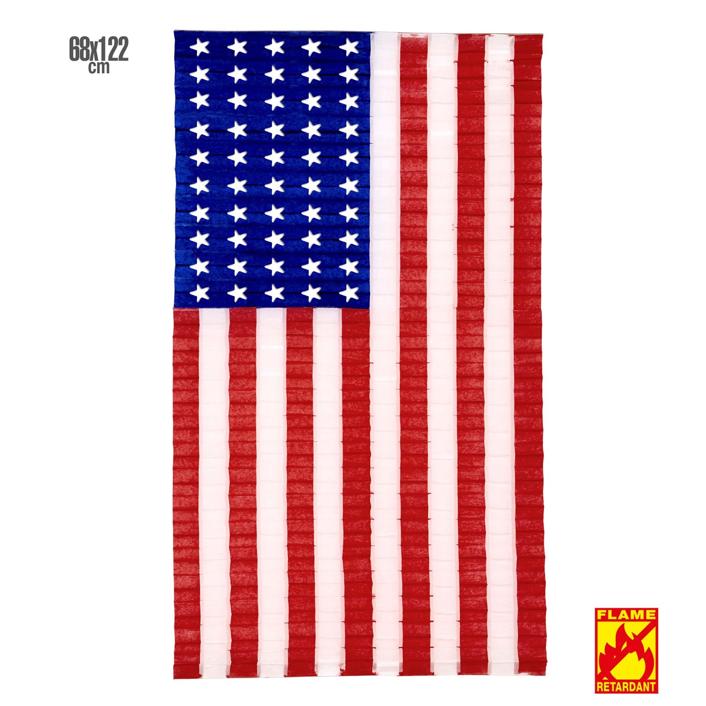 "USA FAHNE ZUM AUFFALTEN" 68 x 122cm - schwer entflammbar – Vorderansicht