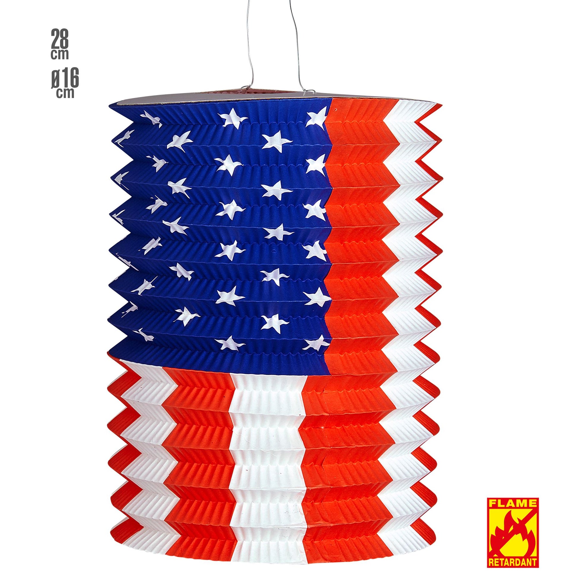 "USA LATERNE" Ø 16 cm - 28 cm - schwer entflammbar – Vorderansicht