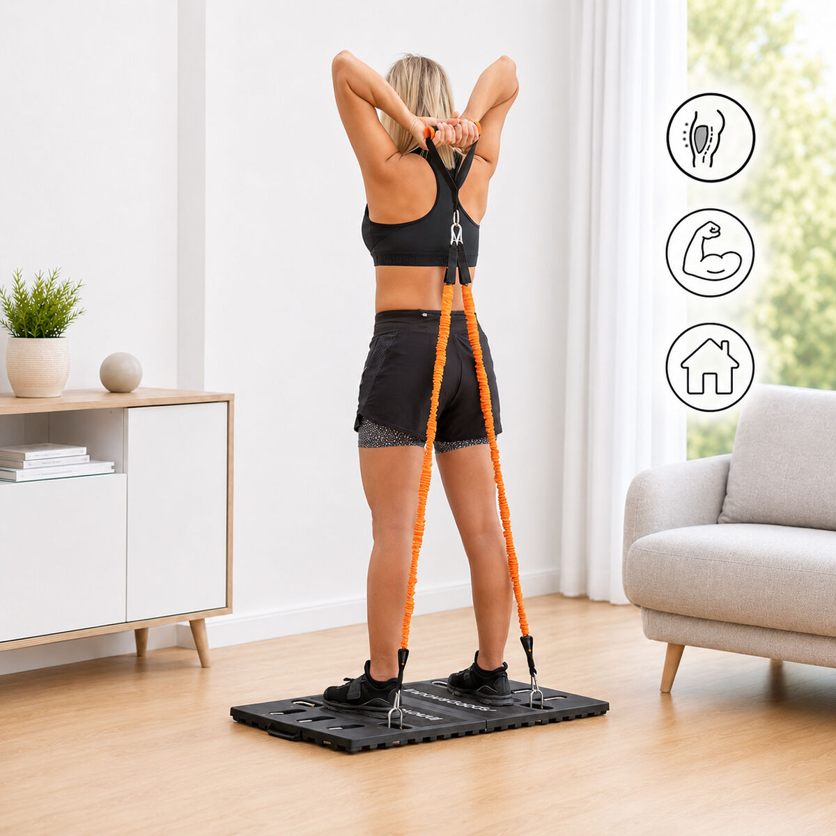 Tragbares Gympak-Max-Trainingssystem von InnovaGoods mit Widerstandsbändern – Rückansicht