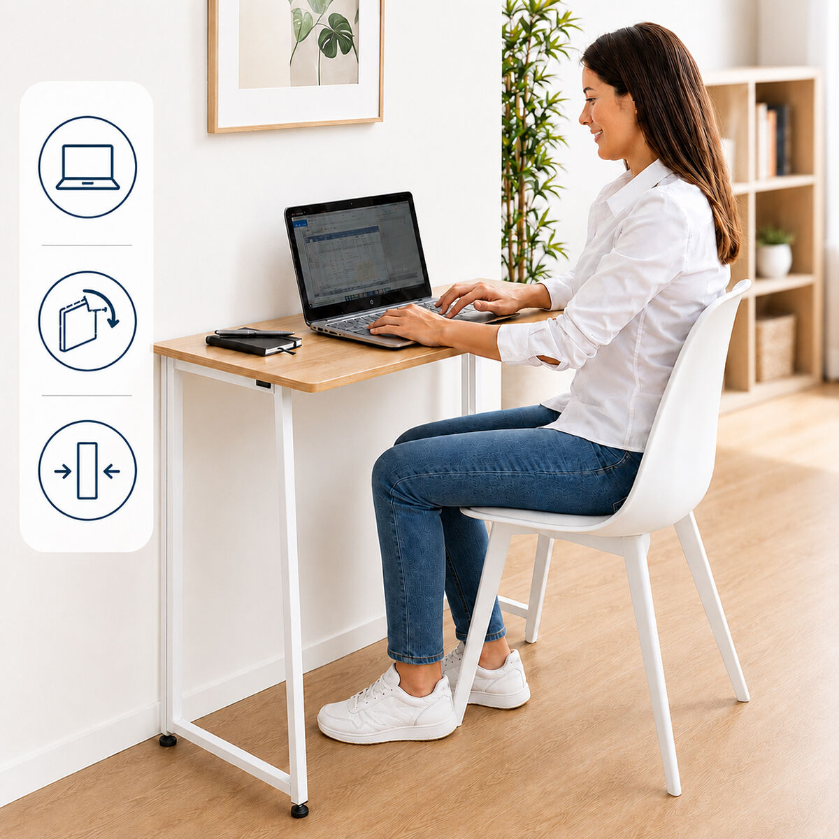 Klappschreibtisch Dolenkaf von InnovaGoods in Beige und Weiss – Produktansicht
