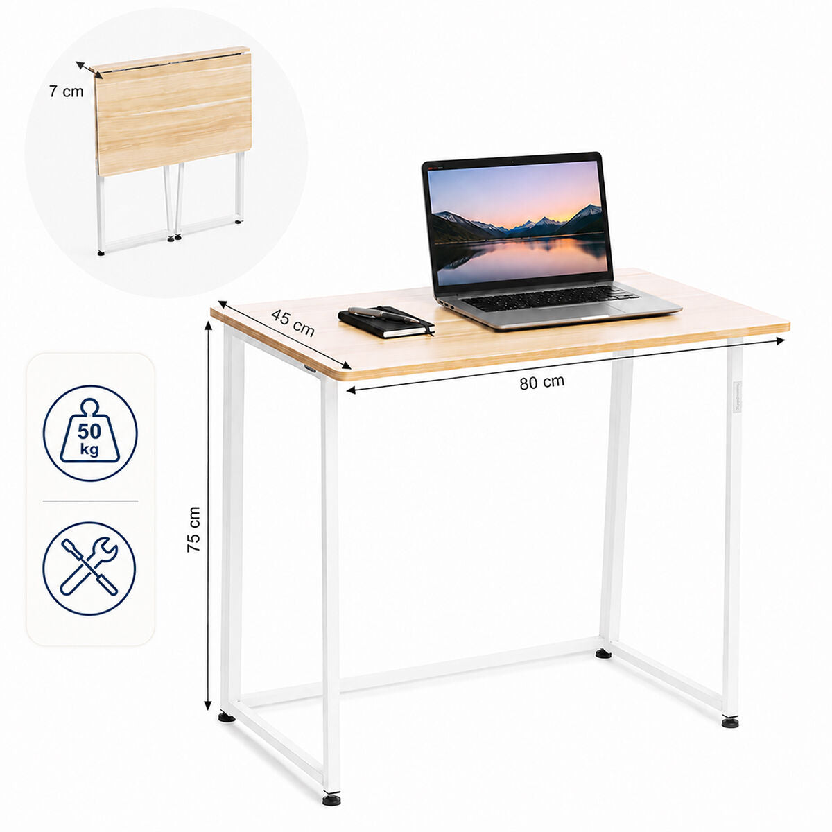 Klappschreibtisch Dolenkaf von InnovaGoods in Beige und Weiss – Verpackung