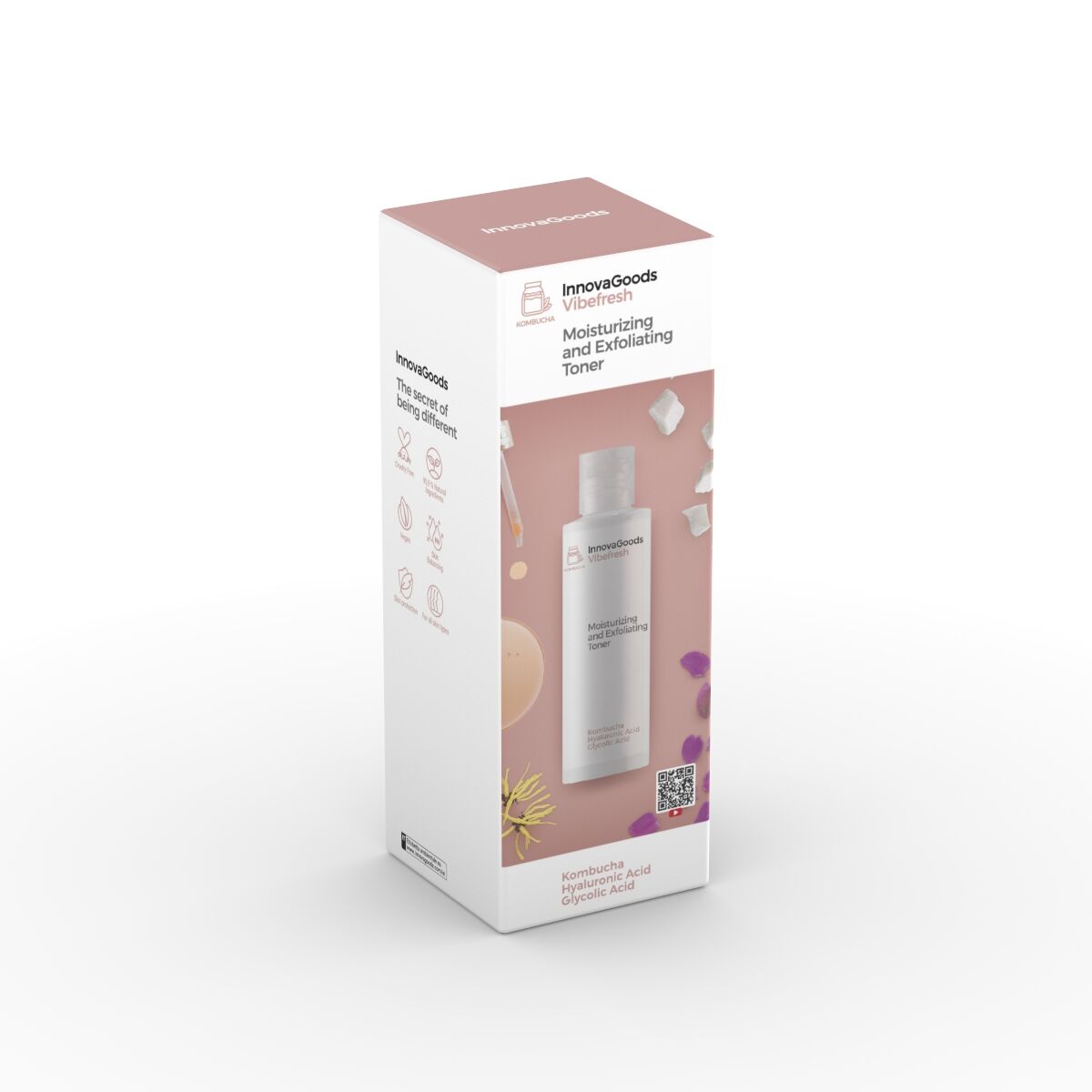 InnovaGoods Kombucha Vibefresh feuchtigkeitsspendendes Gesichtswasser mit Peeling-Effekt 150 ml – Anwendungsansicht