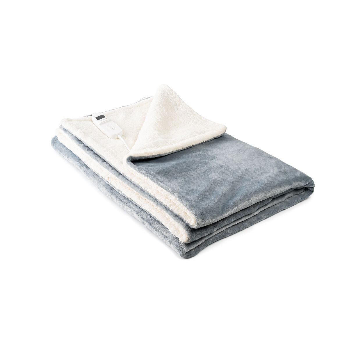 InnovaGoods Heklet elektrische Heizdecke Weiss Grau 130 x 180 cm 160 W – Rückansicht