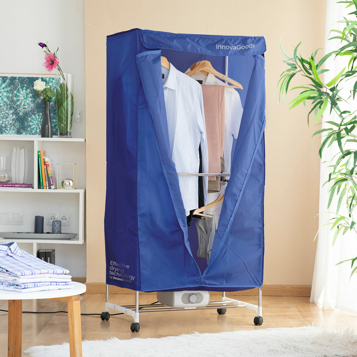 Tragbarer elektrischer Wäschetrockner Dupledry Blue 1200 W von InnovaGoods – Produktansicht