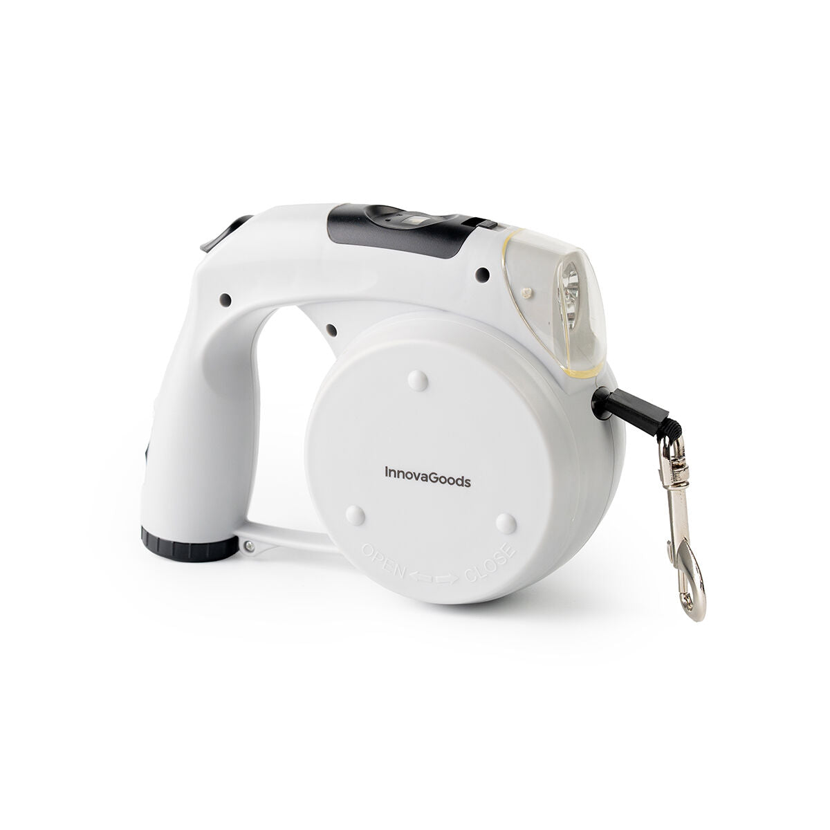 Einziehbare 6-in-1-Hundeleine Leashic von InnovaGoods in Grau und Schwarz – Rückansicht