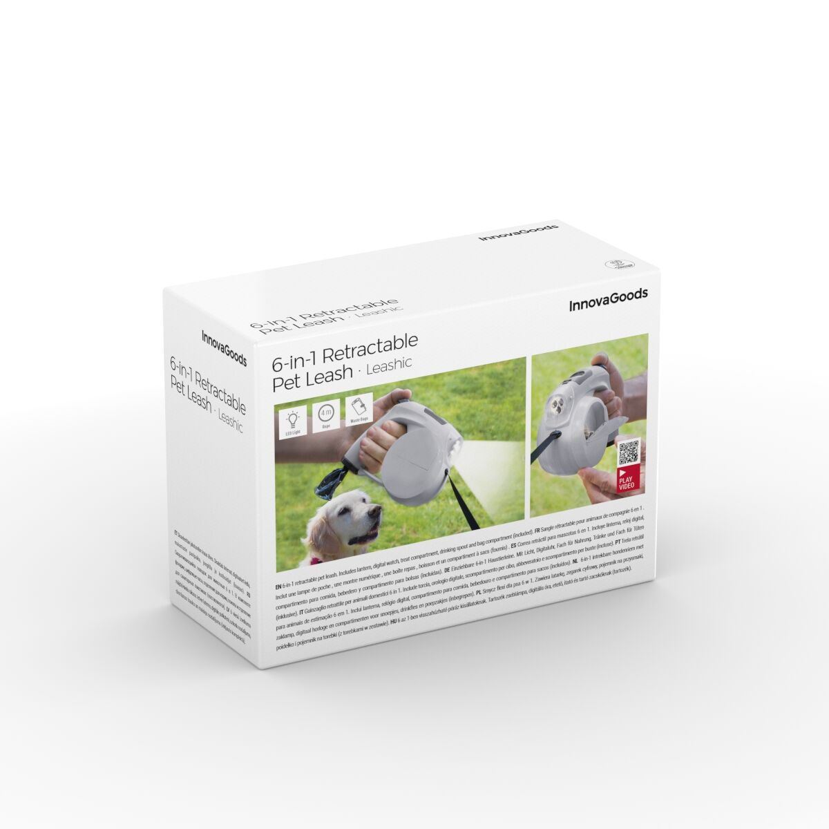 Einziehbare 6-in-1-Hundeleine Leashic von InnovaGoods in Grau und Schwarz – Anwendungsansicht