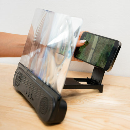InnovaGoods Screenier wiederaufladbarer Handy-Bildschirmvergrösserer mit Bluetooth-Lautsprecher – Anwendungsansicht
