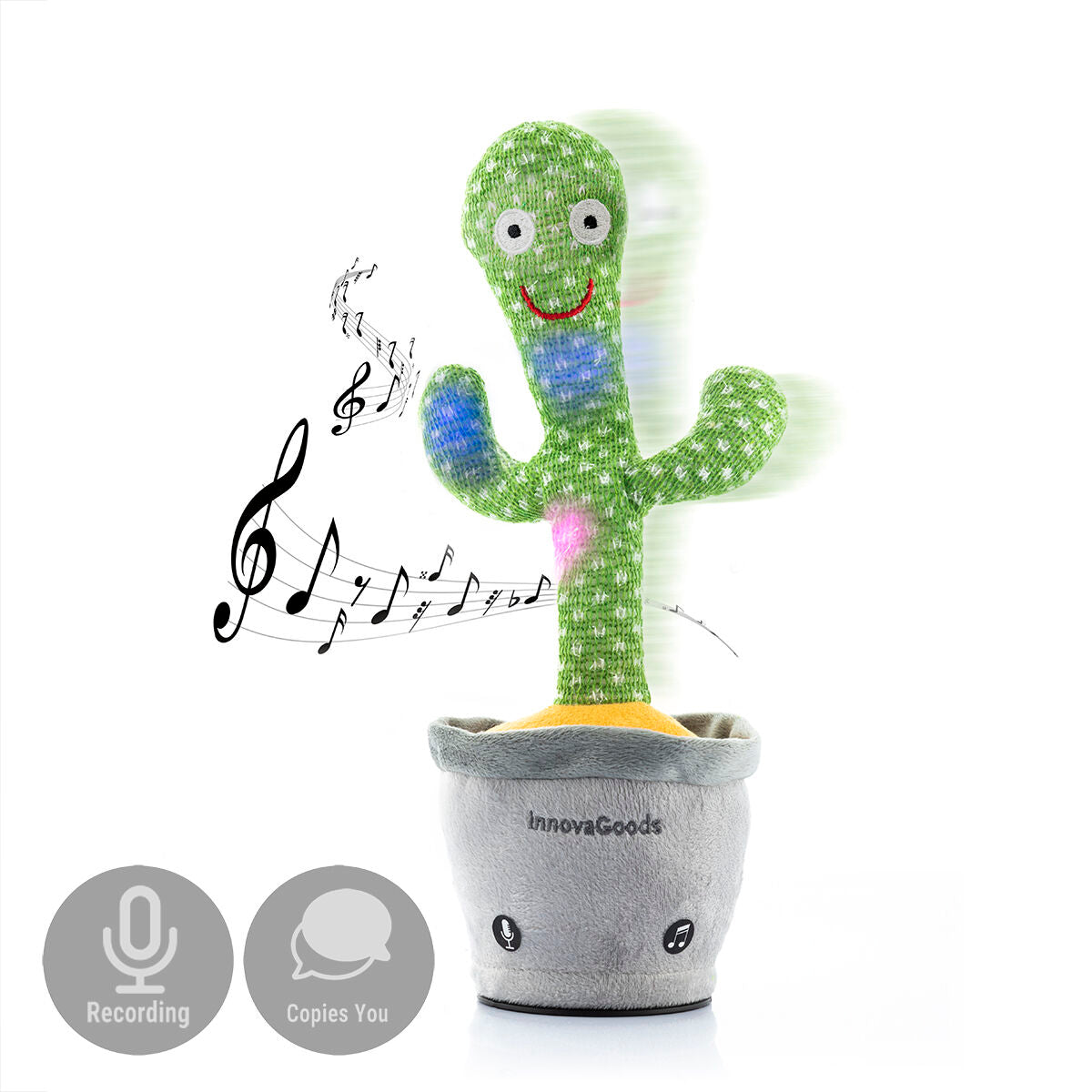 Tanzender und sprechender Kaktus Cacxi von InnovaGoods mit Musik und bunten LEDs – Anwendungsansicht
