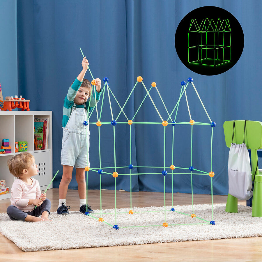 InnovaGoods Archikitt Kinder-Baukasten 85-teilig mit fluoreszierenden Stäben – Produktansicht