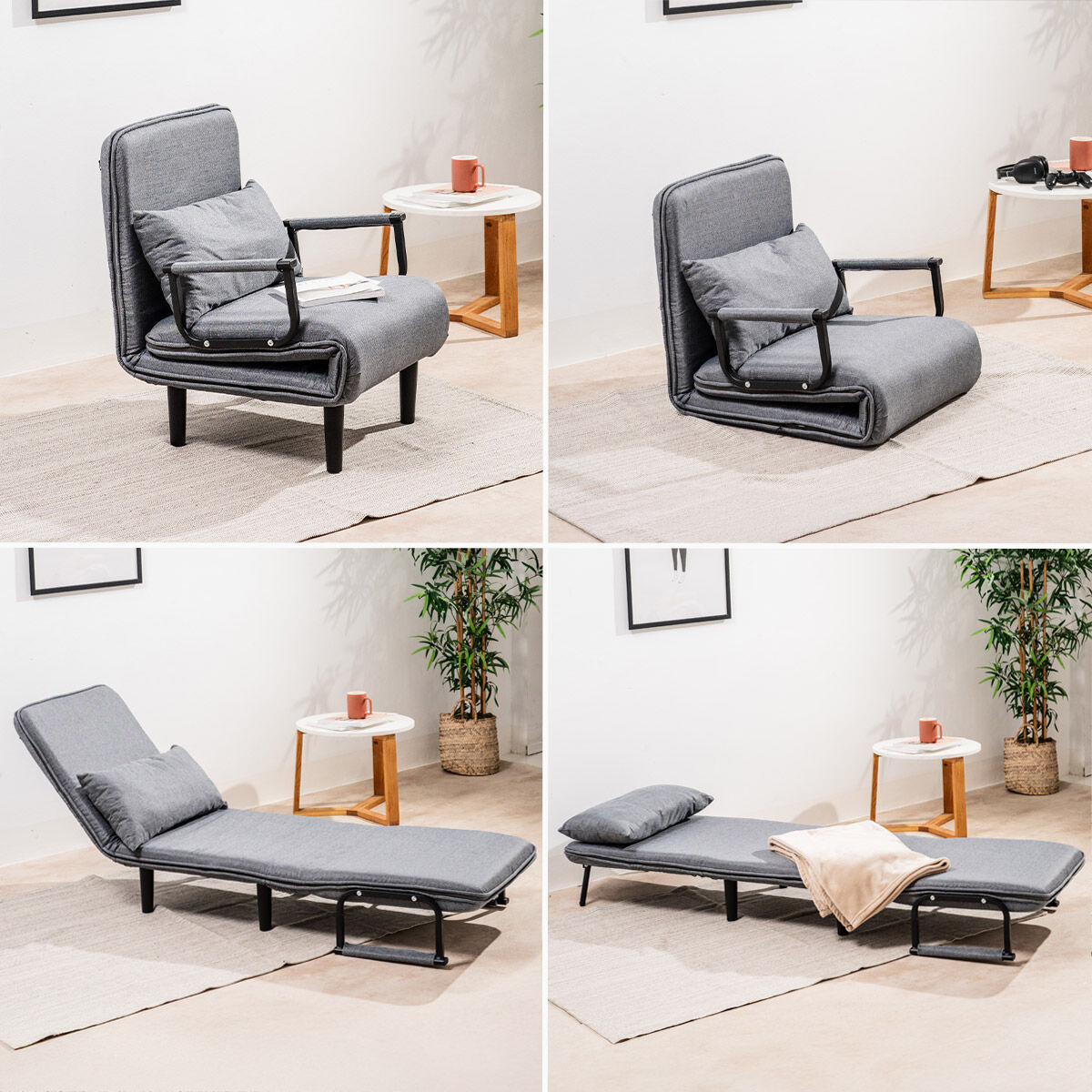 4-in-1 Schlafsessel Softfa InnovaGoods in Grau und Schwarz – Ansicht 7